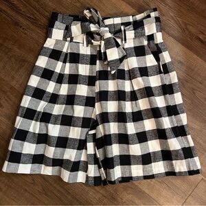 Carol Bassi Buffalo Check Paperbag Waist Shorts Belted Cotton Size 34